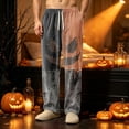 thumbnail image 5 of EANJE Halloween Pajamas for Men Loungewear Sleepwear Wide Leg Pajama Corduroy Pumpkin Ghost Bat Print High Waisted Pj Pant Stretch Fall Drawstring Lounge Pants with Pockets Yellow M, 5 of 5