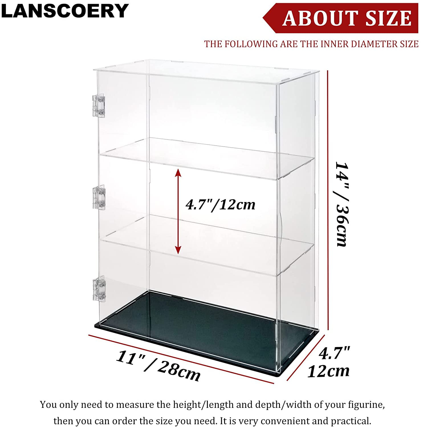 Acrylic Display Case Countertop Box Cube Organizer Display Show Case Clear 