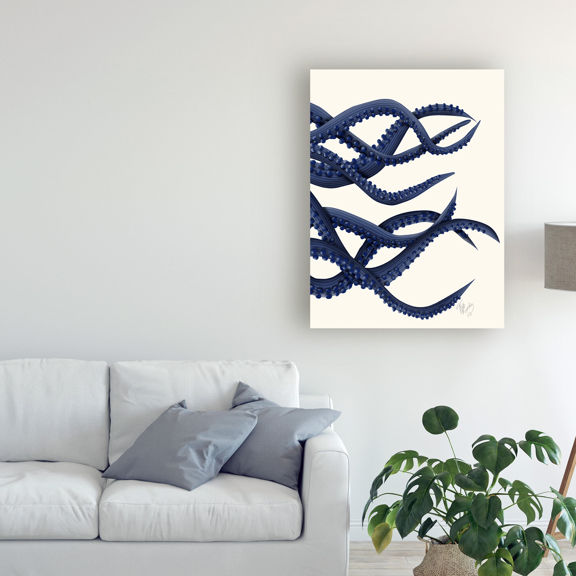 Trademark Fine Art 'Giant Octopus Blue Triptych C' Canvas Art by Fab Funky