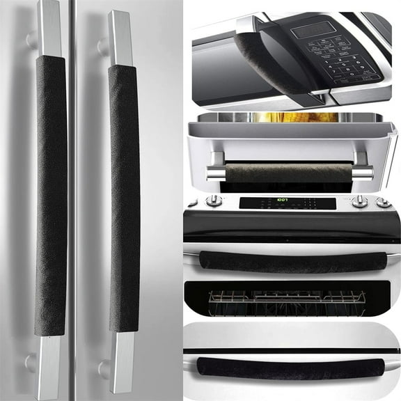 2 Pcs Washable Refrigerator Door Handle Cover,Anti-skid Kitchen Appliance Decor Sleeves,Anti-Static Protector Gloves for Fridge Microwave Oven Dishwasher (Black)