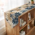 thumbnail image 4 of Blue Brown Palm Leaf Table Runner Linen Burlap Table Runner 90 Inches Long Summer Botanical Vintage Dresser Scarves for Kitchen Island Coffee Dining Room Party Wedding Banquet Holiday Decor 13"x90", 4 of 8