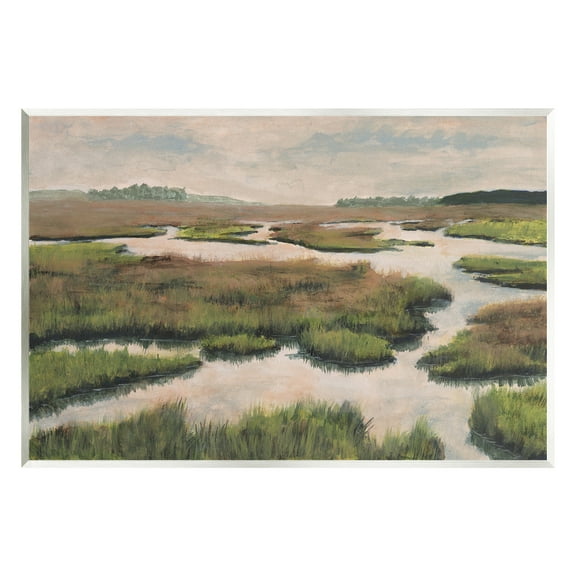 Stupell Industries Asymmetrical Stream Nature Landscape Painting Unframed Art Print Wall Art, 15 x 10