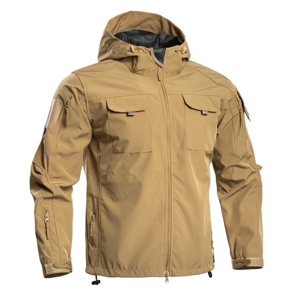 Men's Tactical Fleece SoftShell Jacket Waterproof Winter Coat Zip Up Hoodies bearskin hoodie For Men with Multi-pockets Khaki XXXL