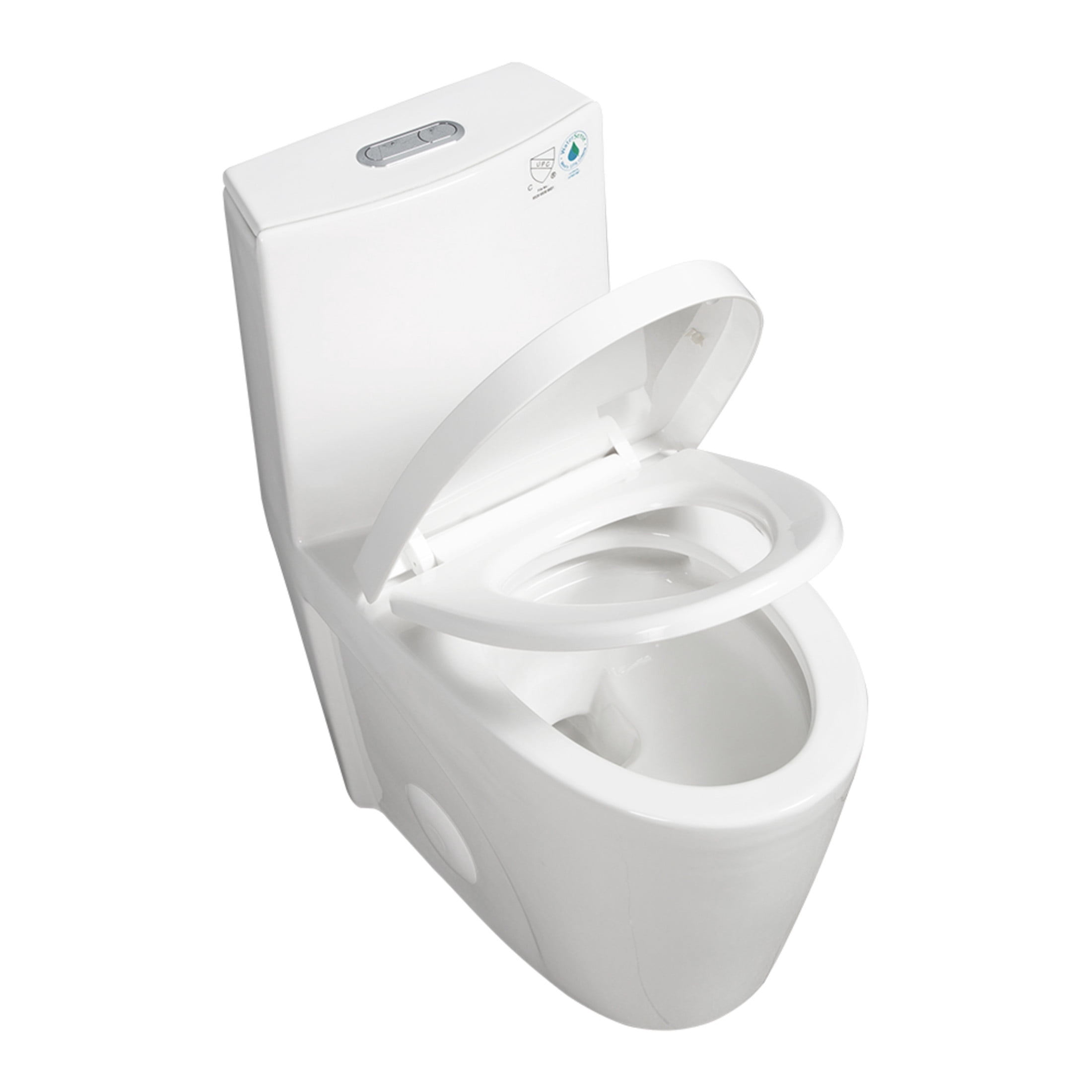 Noble House One-Piece Toilet, Elongated Comfort Bathroom Toilet with Soft-Closing Seat, Dual-Flush Siphon Jet, White