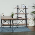 thumbnail image 3 of L - Shaped Home Office Desk with 6 Walnut Shelves, 3 of 5