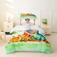 thumbnail image 2 of Metsweet Watercolor Dinosaur Twin Duvet Cover, Cartoon Jungle Animal Twin Bedding, Orange Green,2pcs,1 Duvet Cover and 1 Pillowcase, 2 of 6