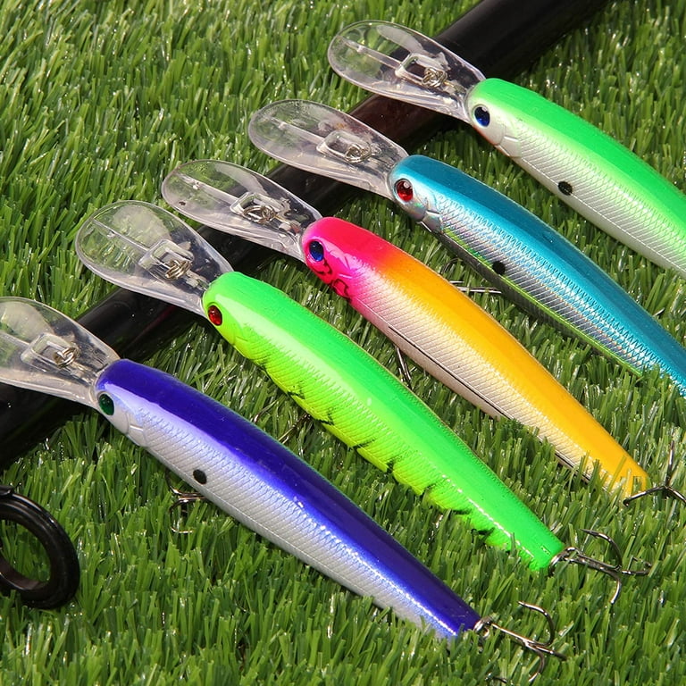 Hard Fishing Lures Bait Minnow Lures Bass CrankBait Set Life-Like Swimbait  Deep Diving Sinking Lures with Treble Hook for Bass Trout Walleye Redfish 