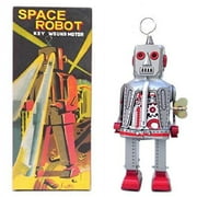 Retro Vintage Style Space Robot Wind-Up Key Motor (Silver)