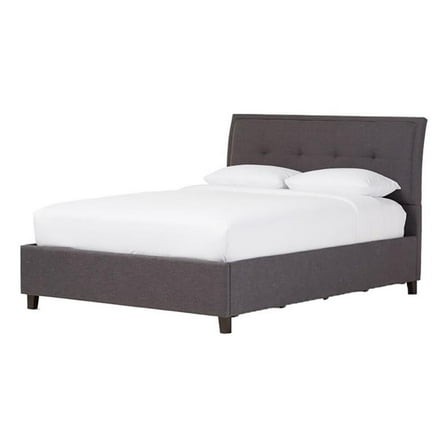 Bowery Hill Modern Upholstered Fabric Queen Platform Bed in Dark Gray
