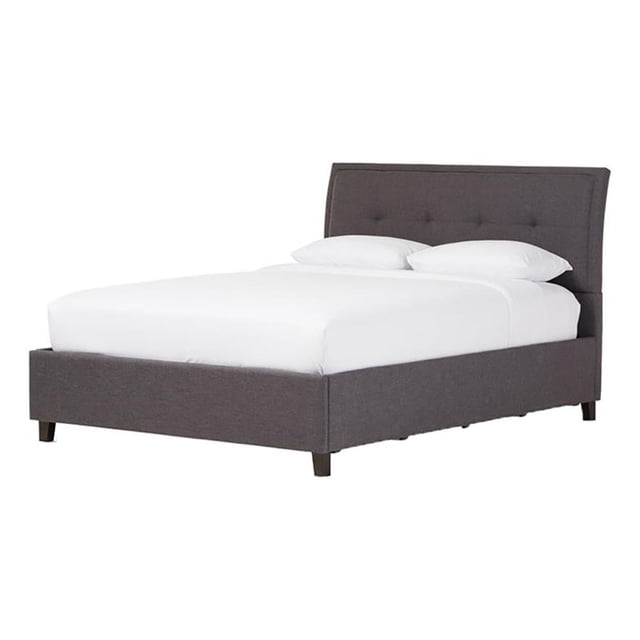 Bowery Hill Lit Plateforme Grand Moderne Rembourré en Tissu, Gris Foncé