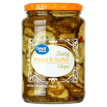 (6 pack) Great Value Zesty Bread & Butter Chips, 24 fl oz