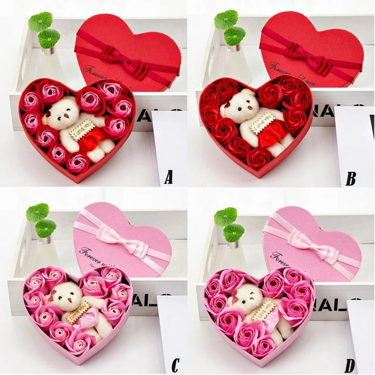 10 Flowers Soap Flower Gift Rose Box Bears Bouquet Wedding