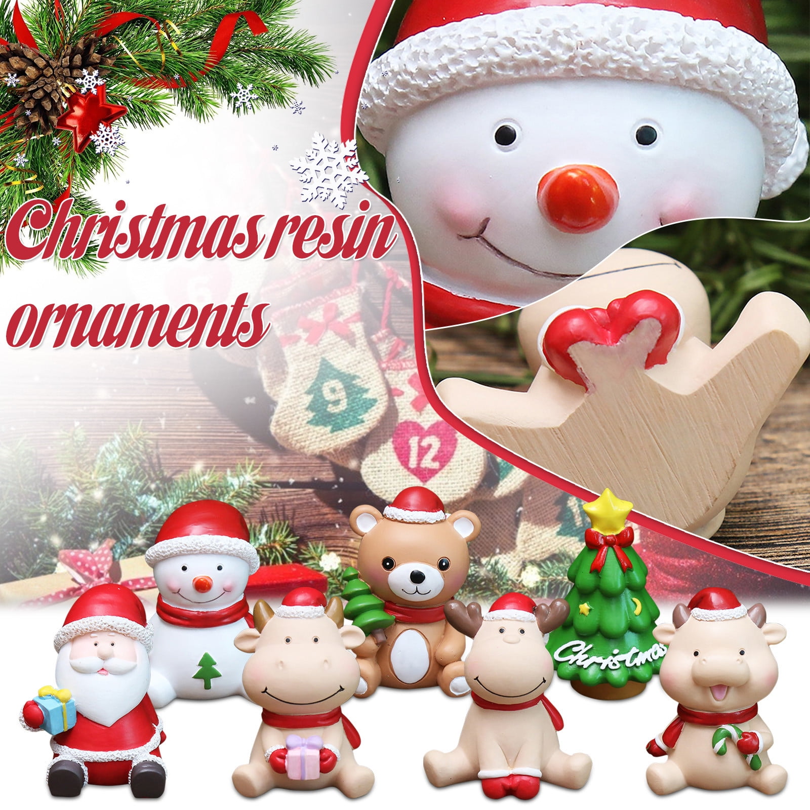 HomelyJoy Miniature Christmas Santa Claus Statue Resin Holiday Figurine Cake Topper for Tabletop Home Garden Craftwork Decor 1PC