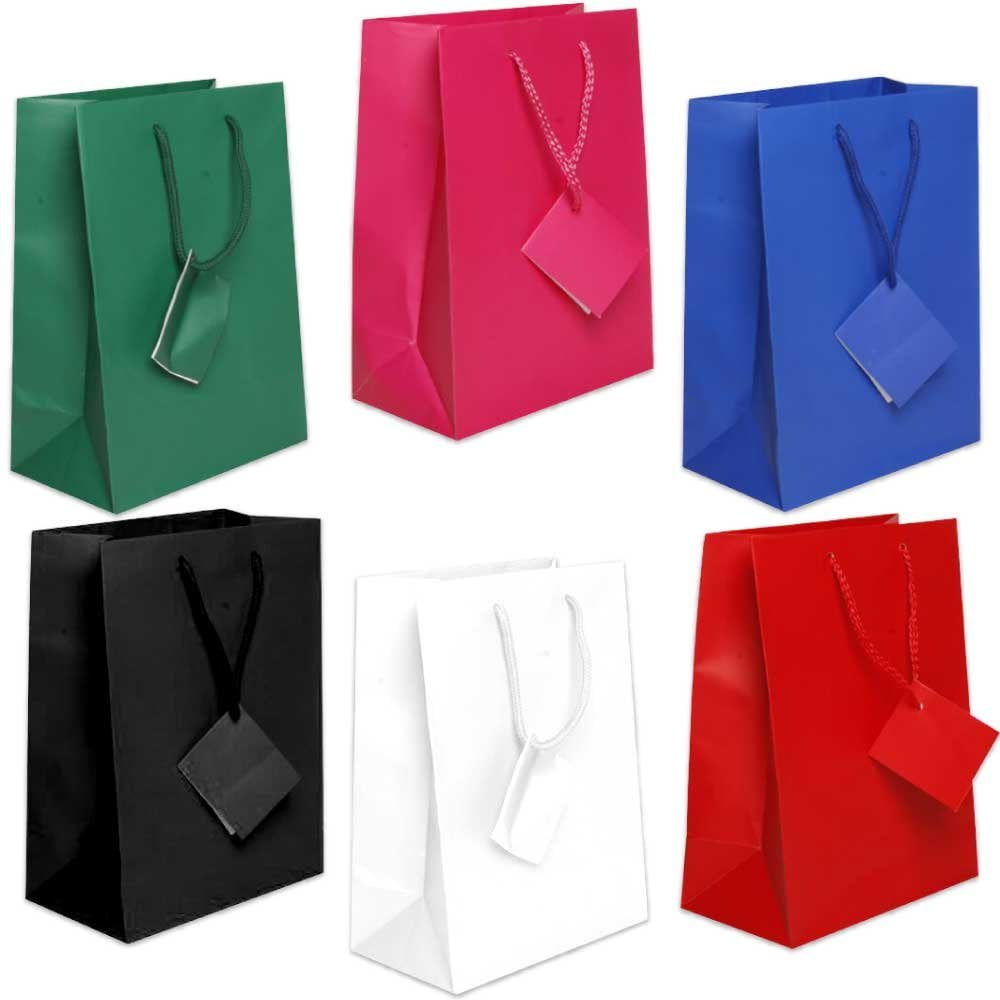 JAM Paper Medium Matte Gift Bags, 8x10x4, Assorted Colors, 6/Pack