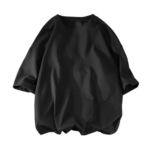 AHTJRT Men's Casual Oversized T Shirt Loose Fit Tees Black L