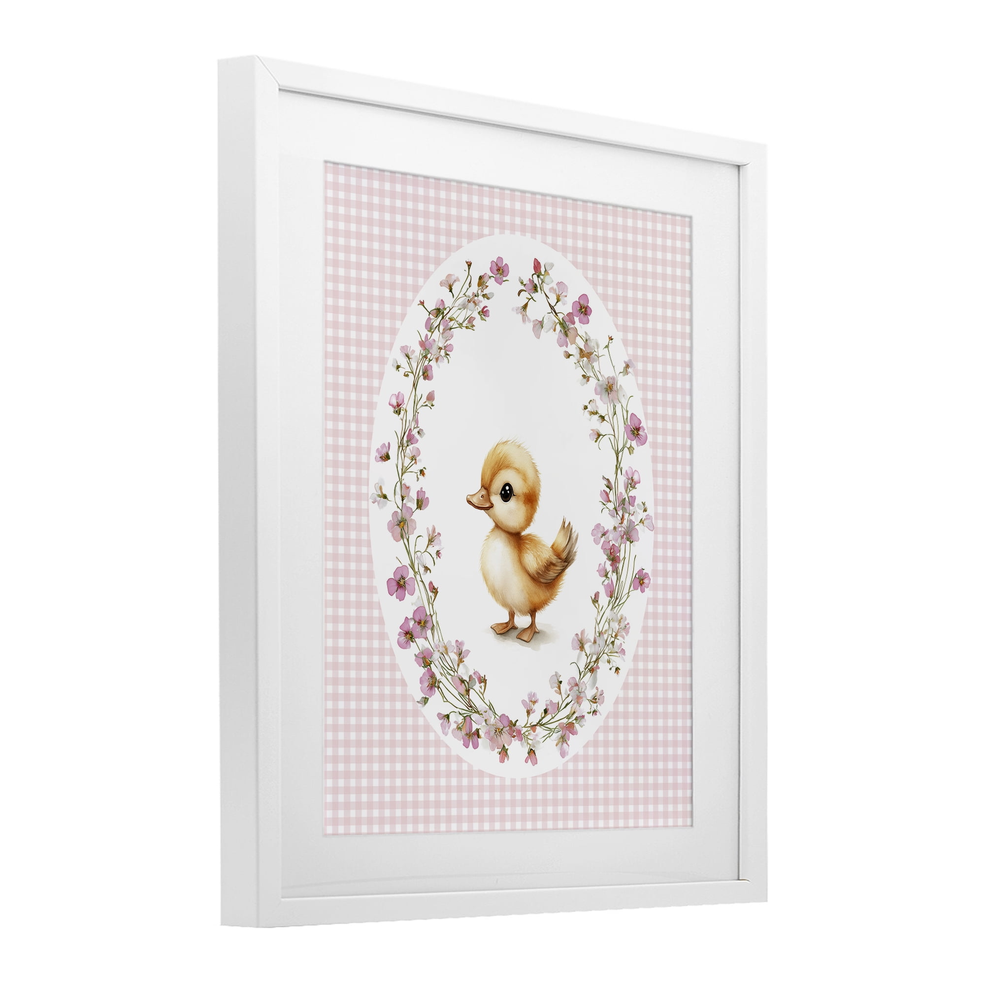Stupell Industries Spring Gingham Duckling White Framed Print Under Glass, design by Christine Simpson Art
