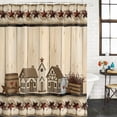 thumbnail image 4 of Small Stall Shower Curtain 48x72 Inch Narrow Half Size Barn Star Wooden Bath Curtains Bathroom Decor, Grey Farmhouse Berry Botanical Waterproof Fabric Shower Curtain Set with Hooks 48 Inch, 4 of 7