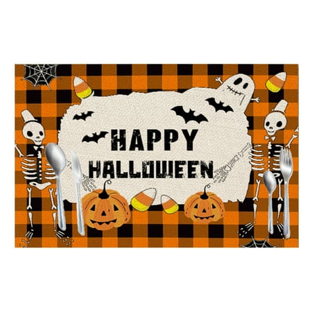 

Happy Halloween Pumpkin Castle Pumpkin Placemat Table Mat Trick Or Treat Autumn Table Mats Placemats 12x16 in for Dining Home Kitchen Decor Indoor
