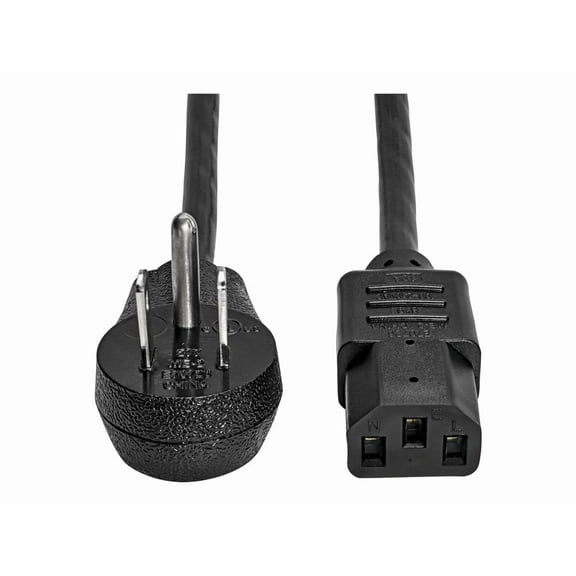 Tripp Lite Model P006-010-15D 10 ft. Desktop Computer AC Power Cord, Right-Angle NEMA 5-15P to C13 - 10A, 125V, 18 AWG, 10 ft. Black