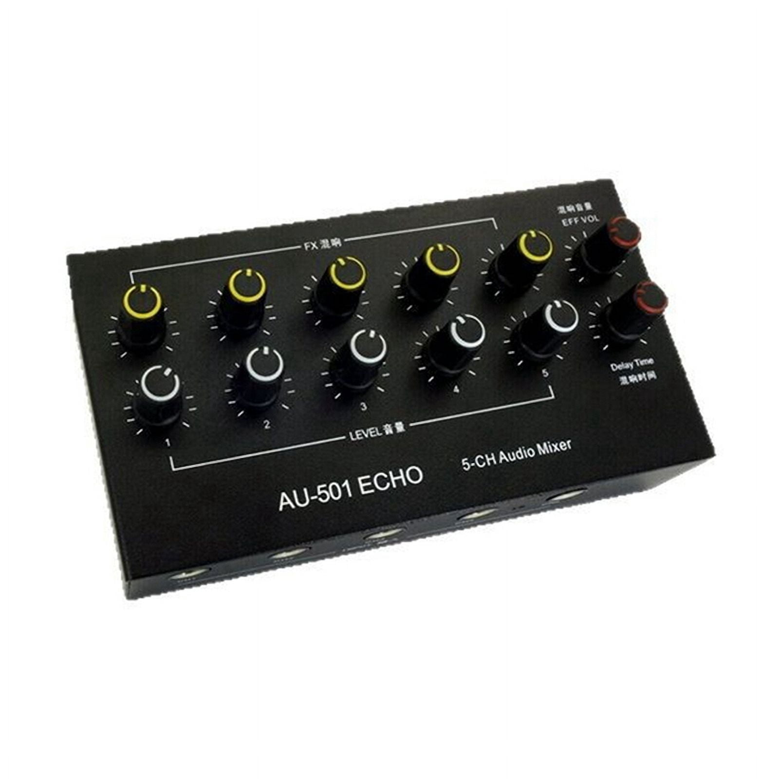5-Channel Audio Mixer Portable Mini Microphone Extender Mixing Console with Reverb Type-C Rechargeable B