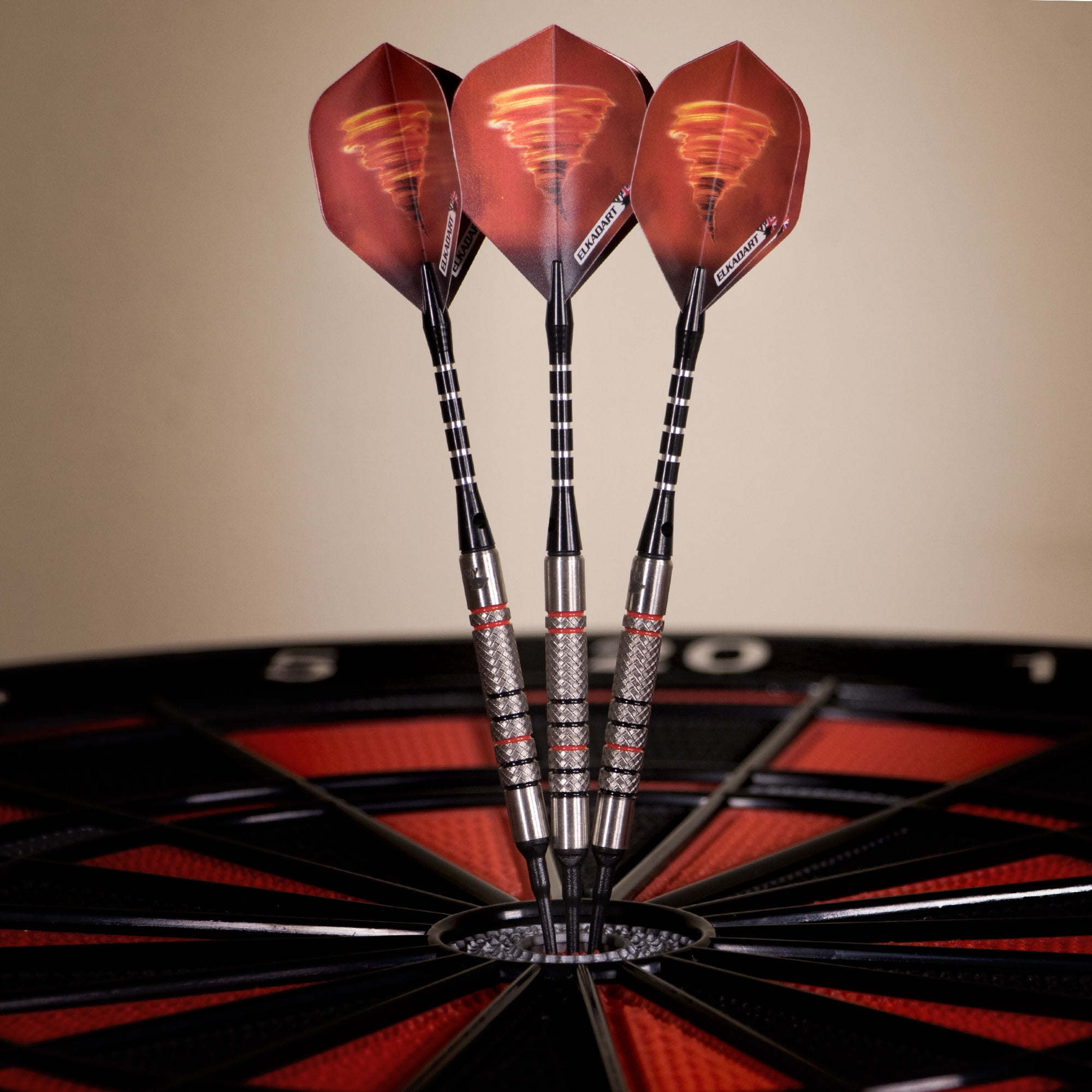 Elkadart Tornado 90% Tungsten Soft Tip Dart Set, Knurled Barrel, 18 Grams