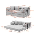 thumbnail image 4 of Convertible Sleeper Sofa Bed with Pillow, Corduroy Folding Mattress Couch for Living Room, Floor Lounge Sofa with Fixed-Shape Frame for Small Apartments, Grayish Green, 4 of 9