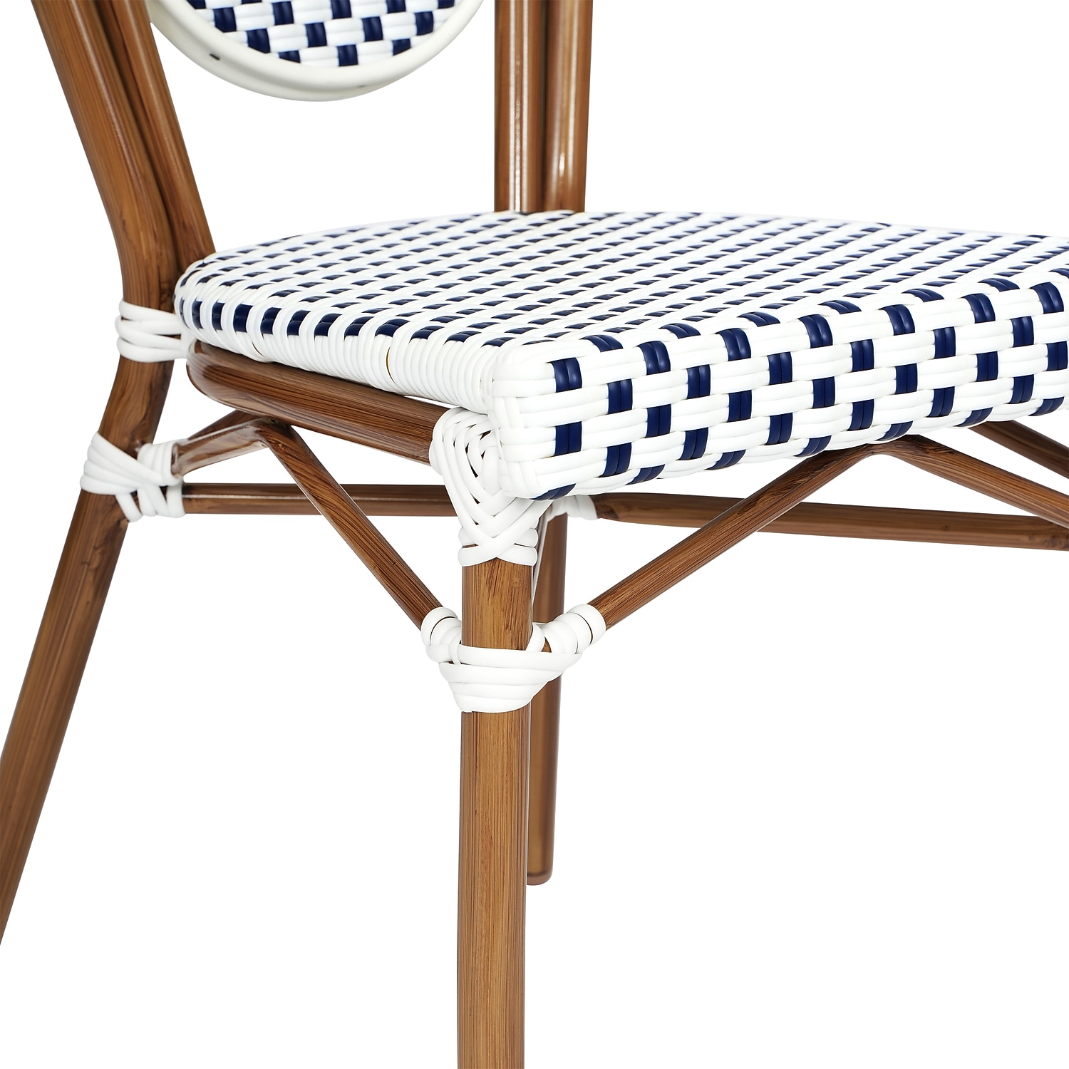 Flash Furniture Aluminum Indoor Stacking Chair, White and Navy