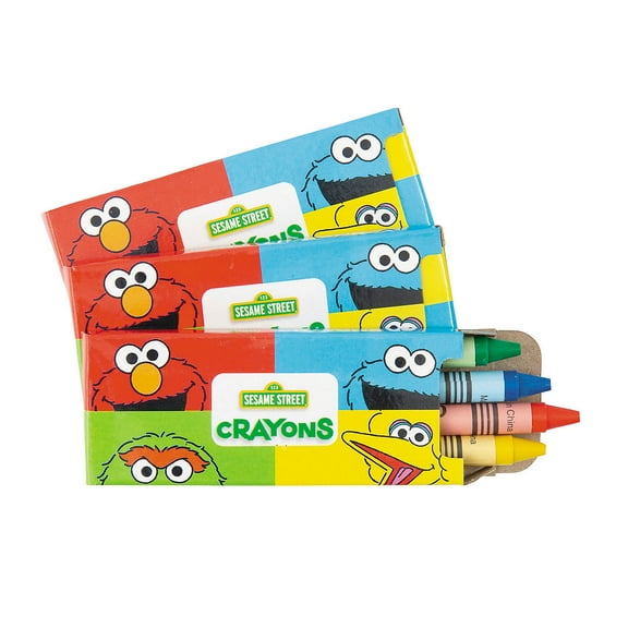 3 3/4" 4-Color Sesame Street Characters Crayons - 24 Pc.