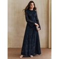 thumbnail image 6 of Women Blue Long Sleeve Lace Maxi Dress, Elegant Round Neck Slim Fit Bell, 6 of 7
