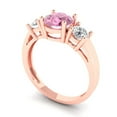 thumbnail image 2 of 1.5 ct Round Cut Simulated Pink Diamond Three-Stone Engagement Ring for Women in 18K Rose Gold, 2 of 5