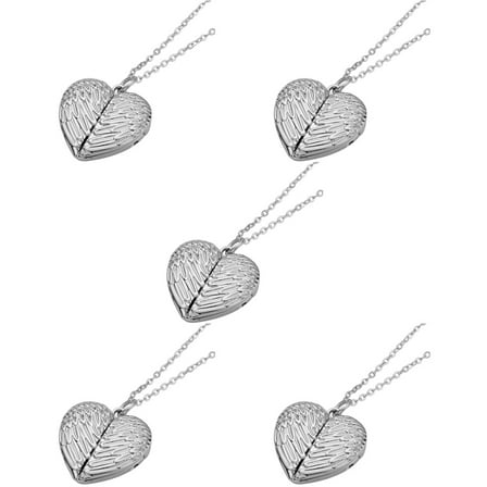 Hemoton 5pcs Heart Locket Necklace Personalized Photo Necklace Heart Shaped Charm Necklace