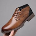 thumbnail image 3 of Botas de tobillo de cuero Retro para Hombre, Zapatos altos, zapatos informales de trabajo al aire libre para invierno, Botas de moto Punk para Hombre, Botas de talla grande para Hombre, 3 of 5