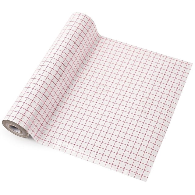 Rollo de Cinta de Papel de Transferencia de Vinilo Transparente, Rejilla de Alineación Roja Transparente, Papel de Transferencia para Silhouette Cameo (12 Pulgadas X 50 Pies)