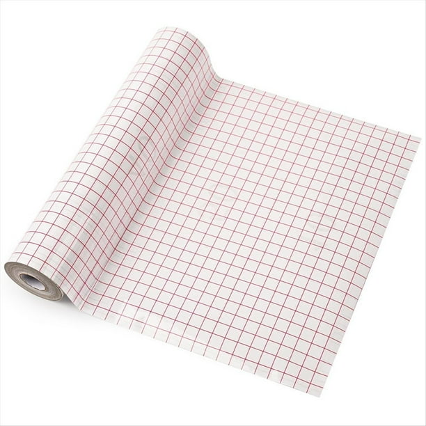 Rollo de Cinta de Papel de Transferencia de Vinilo Transparente, Rejilla de Alineación Roja Transparente, Papel de Transferencia para Silhouette Cameo (12 Pulgadas X 50 Pies)