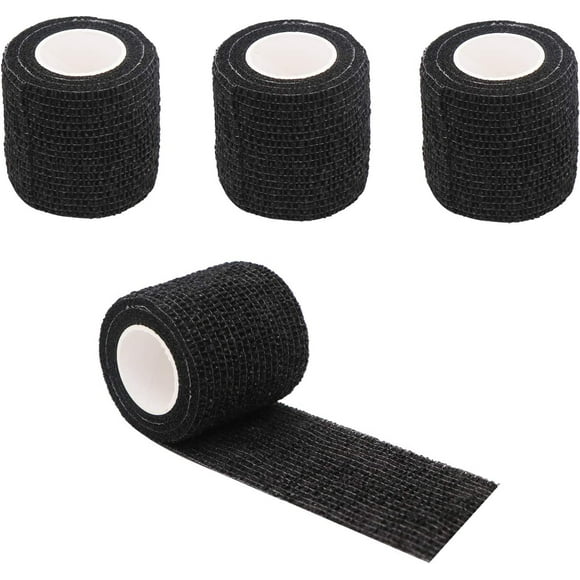 Roll 4 rolls breathable self-adhesive bandage black elastic bandage suitable for tattoo grip bandage sports wrist ankle sprain and swelling 4 rolls