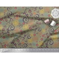 thumbnail image 2 of Soimoi Green Poly Georgette Fabric Floral & Scroll Abstract Printed Craft Fabric by the Yard 42 Inch Wide, 2 of 3