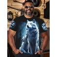 thumbnail image 4 of Men's Plus Size Wolf Guard Full Body Print T-Shirt - 100% Knitted Fabric Short Sleeve Crew Neck Top, Micro-Elastic Casual Summer Outdoor Wear Daily Regular - Wolf Guard Collection, Plus Size, 4 of 6