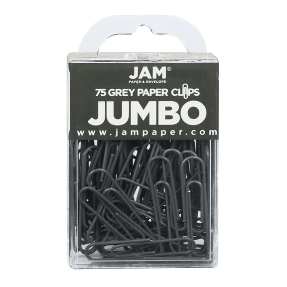 JAM Paper Jumbo Paper Clips, Gray, 75/Pack, Large