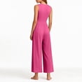 thumbnail image 3 of Kixjoy Dressy Jumpsuits for Women Sleeveless Casual Beach V Neck Jumpsuits Cozy Elegant Rompers Basic Trendy Holiday Wide Leg Pants with Pockets, Hot Pink L, 3 of 3