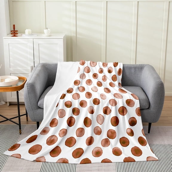 Polka Dot Throw Blanket for Couch Sofa Bed Fluffy Soft Warm Microfiber Fleece Blanket