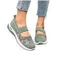 thumbnail image 5 of HAOTAGS Women's Plus Size Mesh Flats – Soft Sole Breathable Embroidered Summer Casual Shoes f Green Size 9, 5 of 7