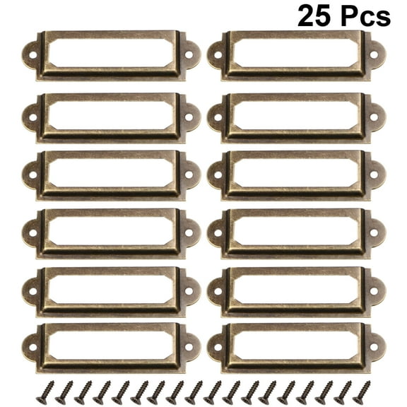 25 Pcs Tag Holder Tag Labels Pull Vintage Style Label Holder Drawer Labels Drawer Accessories