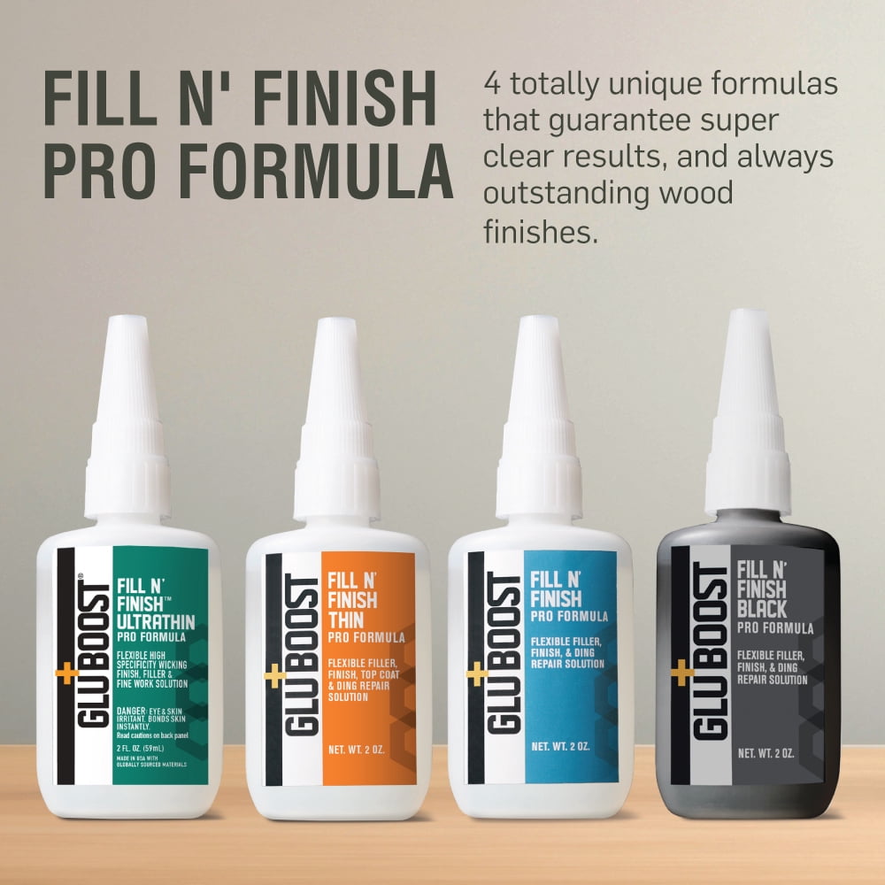 GluBoost Fill and Finish Pro Formula Clear Pore Filler (LT-1132-000) | Clear Filler for Pore Filling | Fast, Easy to Use Clear Coat Filler | Flexible Pore Filler, Finish, and Ding Repair Solution