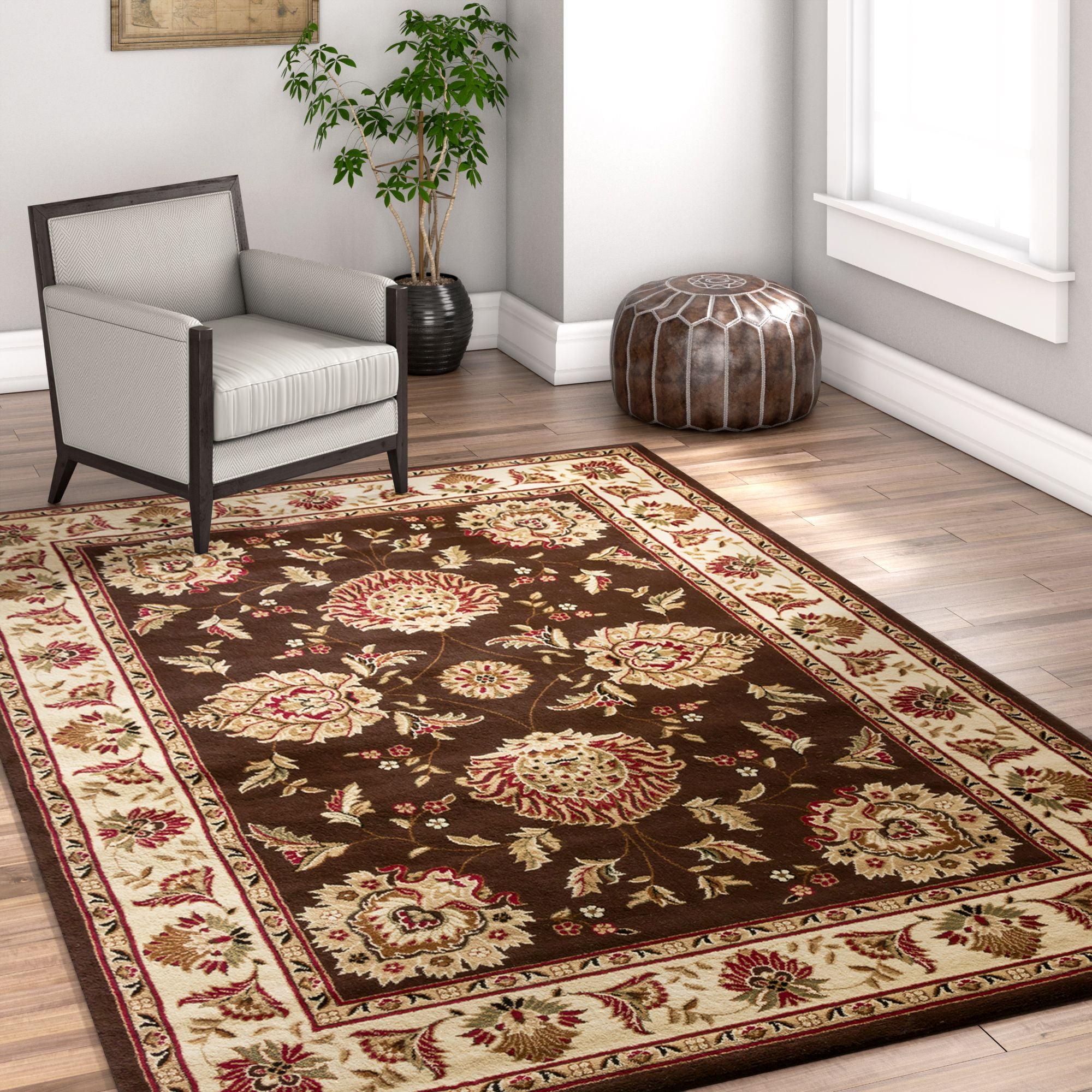 Well Woven Sultan Sarouk Brown Oriental 10x15 10 11 X 15 Area Rug Persian Fl Formal Traditional Easy Clean Stain Fade Resistant Shed