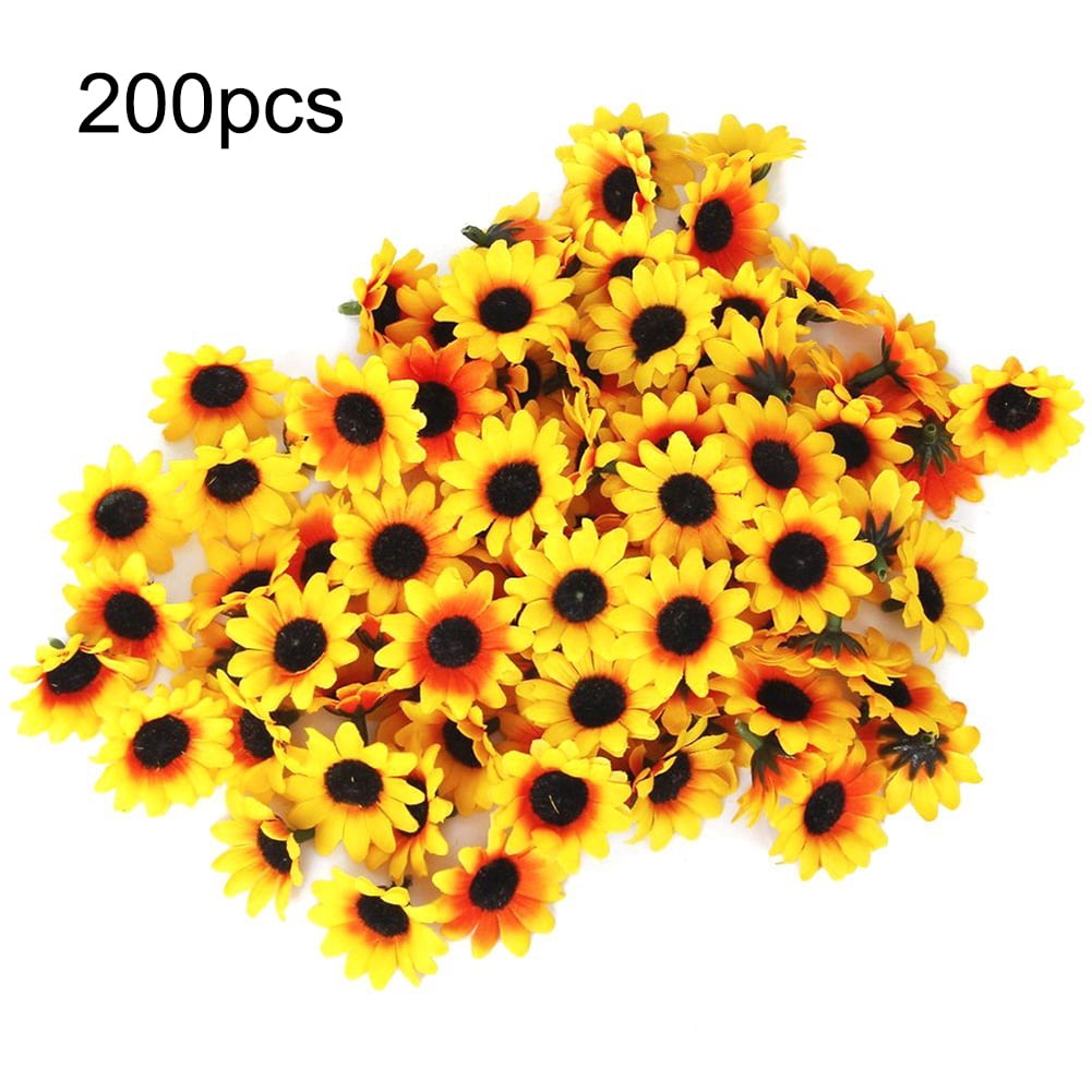 200pcs Lifelike Artificial Sunflower Heads Home Party Decorations Props ...