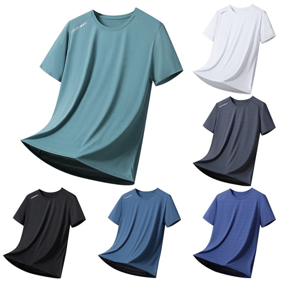 MuXiKeJi Clothes Quick Dry Ice Athletic Silk T-Shirts for Men, Athletic Short Sleeve Moisture Wicking Tee for Running,Training (1 Piece)