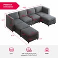 thumbnail image 2 of BALUS U shaped Sofa with Movable Storage Ottomans, 7-Seats Modular Sectional Sofa for Living Room, Dark Grey, 2 of 7