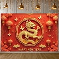 thumbnail image 4 of Red Gold Theme Chinese New Year Banner Traditional Chinese Dragon Banner 3D Paper Cut Design Dragon Pattern Spring Festival Banner for New Year Party Spring Festival Gathering Home Decoration, 4 of 8