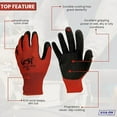 thumbnail image 5 of 10 Pairs Work Gloves–Heavy Duty Red Large Rubber Coated Safety Work Gloves–Multipurpose Gloves, 5 of 7