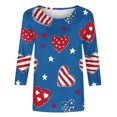thumbnail image 5 of Utoimkio American Flag T Shirt for Women 3/4 Sleeve Graphic Shirts Crew Neck Red White and Blue Tee Tops Casual Fourth of July Outfits Size S-5XL, 5 of 5